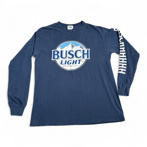 Busch Light Shirt Adult MEDIUM Blue Beer Domestic Brew City Brand